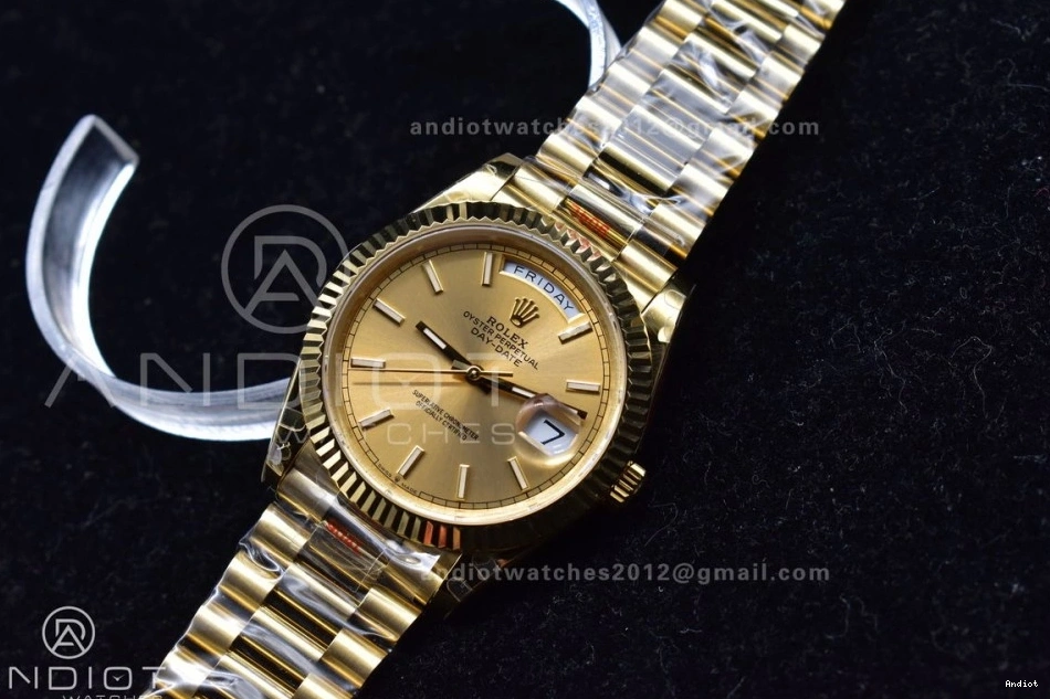 President Weight 904L V Stick YG Steel 731 YG 40 ZipUp Markers DayDate JDF on Gain Bracelet Dial A2836 0711